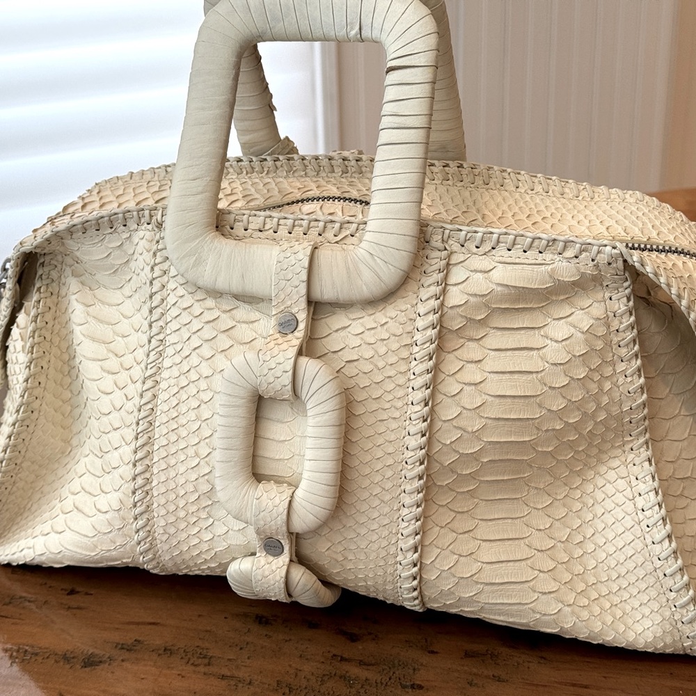 Calvin Klein Collection Large White Python Designer  Handbag - Picture 2 of 13